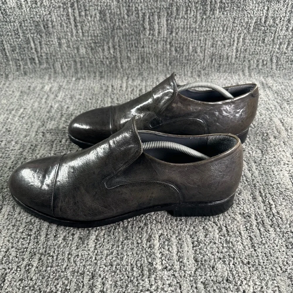 Measponte Loafers Mens Size 45 Grey Brown Italian Leather Cap Toe Made in Italy